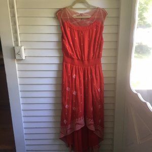 Anthropologie high low maxi red dress